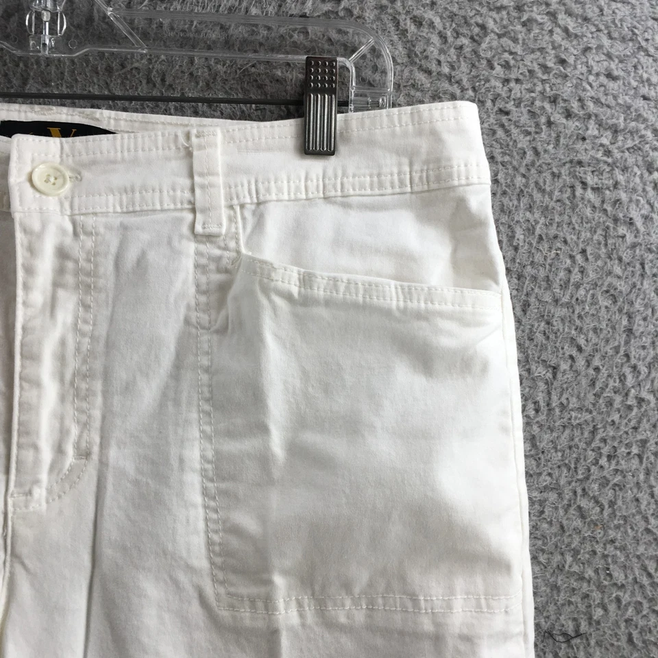 Pantalones cargo Gloria Vanderbilt para mujer 16 blancos mezcla de algodón tiro alto frente plano Foto 4 de 4