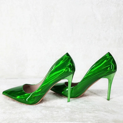 Jewels Green Hologram 4'' Heel Stiletto Shoes Pointy Toe Pumps