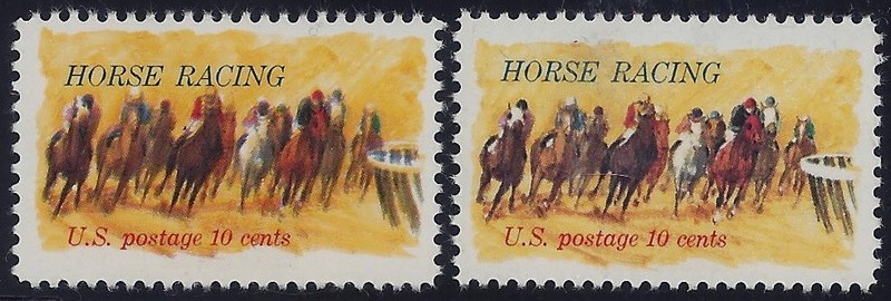 1528 - 10c Color Shift Error / EFO "Horse Racing" Mint NH
