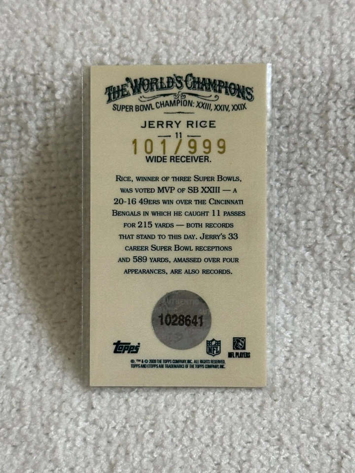 2009 eTopps Allen & Ginter /999 JERRY RICE Superbowl Champions #11 - Image 2 of 2