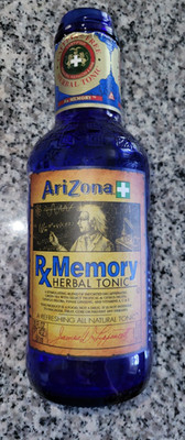 Vintage Cobalt Blue 20 oz Arizona Rx Memory Herbal Tonic Bottle, no lid