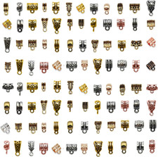 140Pcs Metal Spacer Bail Beads, Silver Gold Plated Charm Hanger Clasps with Lo