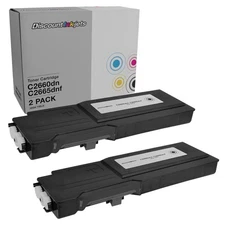 2PK 593-BBBU BLACK Toner for Dell C2660DN C2665 Extra High Yield RD80W Cartridge