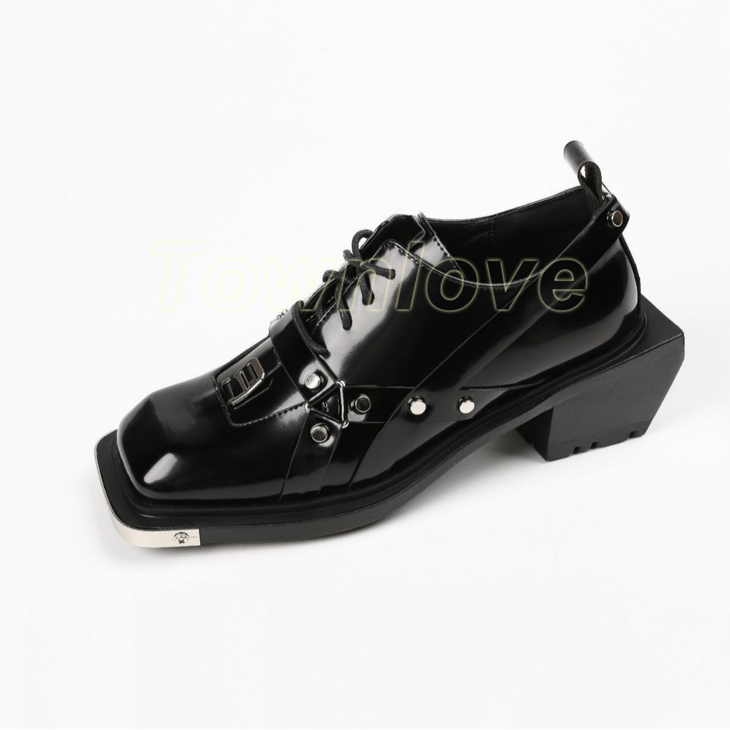 SAOLA Scarpe moda punk abito formale derby ecopelle metallo punta quadrata borchie nuove