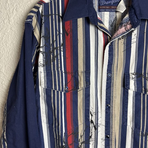 Camisa vintage Wrangler corte vaquero cola X 15,5-34 camisa aguja única EE. UU. - Imagen 4 de 7