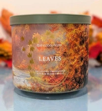 LEAVES Big 3-Wick Candle Bath & Body Works Autumn Clove Spice Nectar Apple Fall