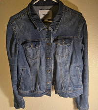 Nine West Sarah Women's Denim Jacket Blue Button Front Casual Pockets