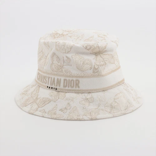 Chapeau brodé Dior 41DTM923X131 Toile Doo JUY 57 coton et polyester or x blanc
