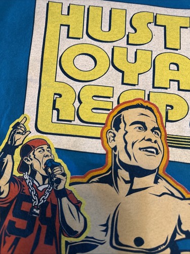 JOHN CENA Blue Hustle Loyalty Respect WWE Authentic T-Shirt Double Side Kids XL - Picture 4 of 14