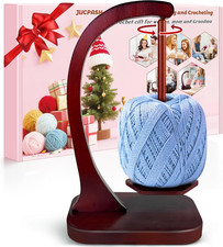 Yarn Holder for Crocheting and Knitting, Wooden Yarn Spinner with Magnetic Rotat