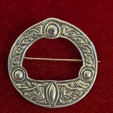 Vintage 925 Silver Celtic Annular Brooch Joseph Cook B'ham HM 1944 1.45" 11.8g