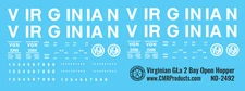 N Scale - Virginian GLa 2 Bay Open Hopper Decals