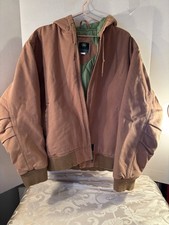 John Deere Duck Canvas Hooded Work Jacket Quilted Lining Men s L