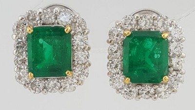 Kolumbianische grüne Smaragd & Diamant Halo Ohrringe 8,27 ct 18 K Weißgold UVP 35 K $