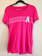 Aeropostale pink, Y2K, short sleeve t shirt, fuzzy A, Size L, 2016