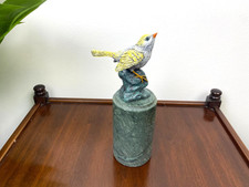 Fabulous Bronze Sculpture Bird on Green Marble Pedestal After Milo