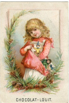 GlanzbilderOblaten scraps Litho  Mädchen Hampelmann Puppe Louit  11,9 cm