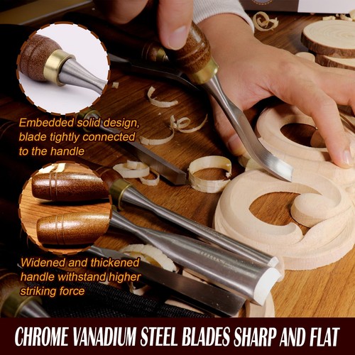 12-Piece Wood Carving Chisel Set - CR-V 60 Steel Multi-Shape Edge Gouges Carv... - Picture 4 of 8
