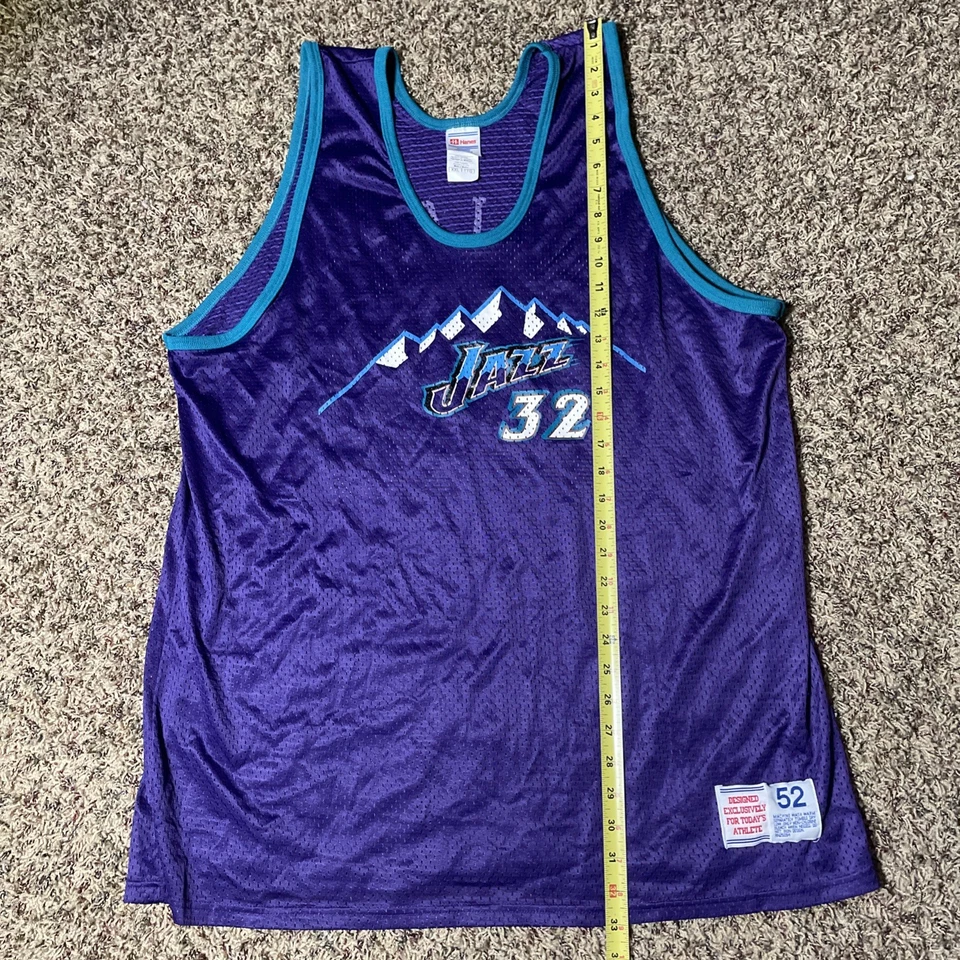 Vintage Hanes Utah Jazz Karl Malone #32 Jersey Purple Mens 52 XXL 2XL NBA 90s - Image 4 of 4