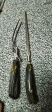 Vintage Stag Horn Carving Fork And Sharpening Steel