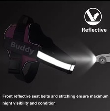 Reflective Adjustable Nylon Dog Harness w/ Custom  Patch for small large D