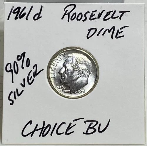1961 D Roosevelt Dime CHOICE BU ! Great Luster - .99 Cents Shipping!