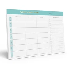 Sweetzer & Orange Weekly Meal Planner and Grocery List Magnetic Notepad. Teal...