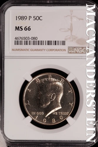 1989-P Kennedy Half Dollar - NGC MS 66 - Choice Gem Brilliant Unc #SLG399