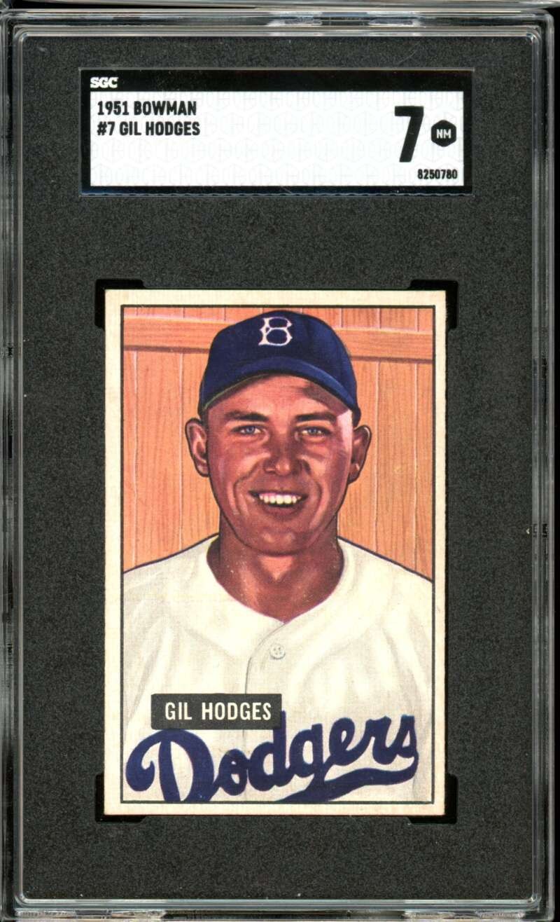 1951 Bowman #7 Gil Hodges Dodgers HOF SGC 7 NM Near Mint