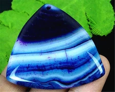 JT12356 46x43x8mm Purple/white Stripes Agate Triangle Pendant Bead