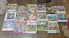 BIG Lot! 17 Used Jigsaw Puzzles - Mixed Brands (Buffalo, Sunsout, Cobble Hill)