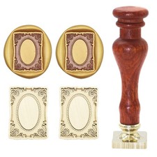 Frame Wax Seal Stamp, 3D Embossed Relief Carving Head and Wood Handle for Wax...