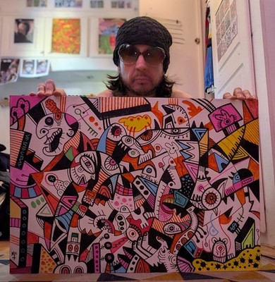 Original A1 Leinwand Abstrakt Tuschekunst Handgezeichnet Signiert Komplex Originalwerk