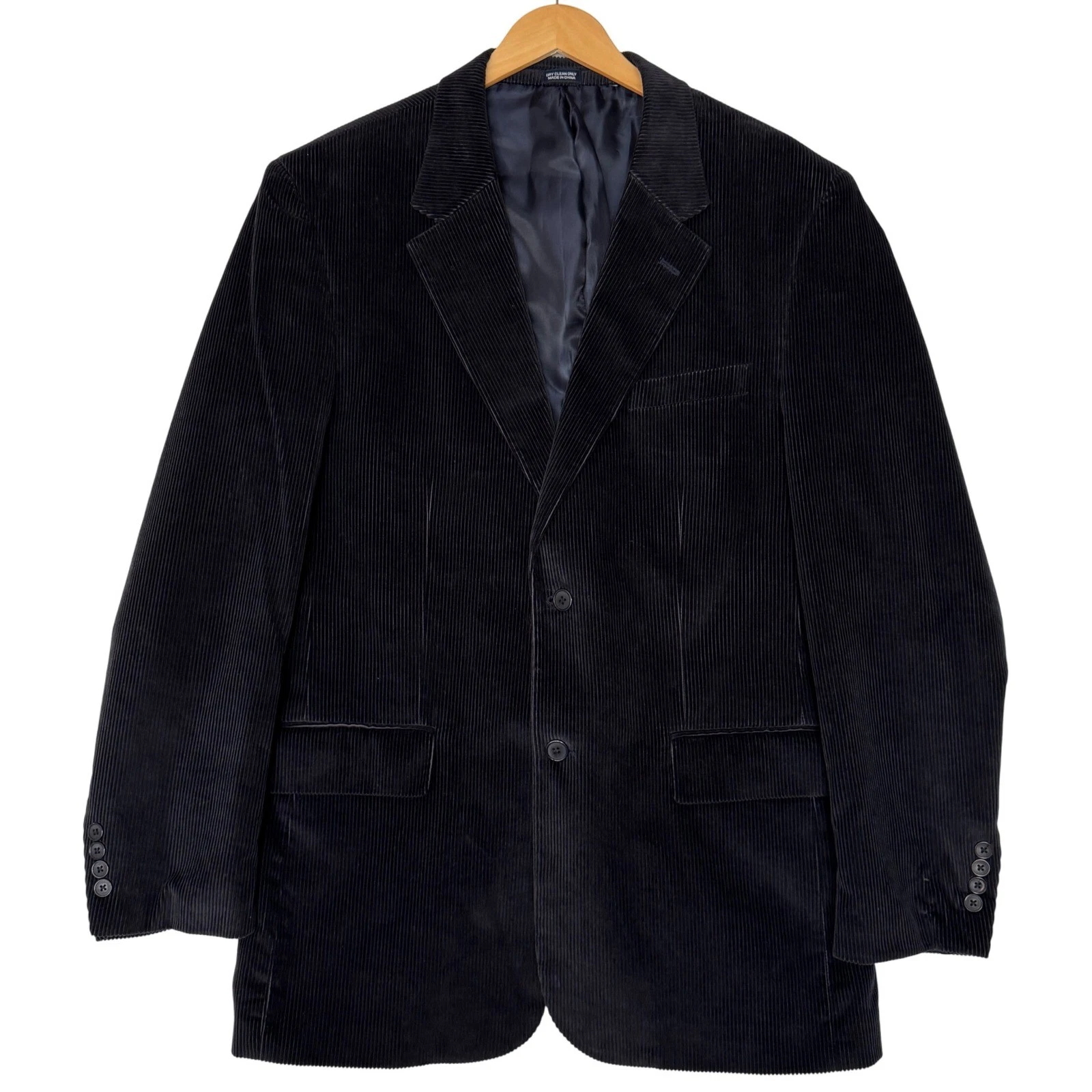 Meeting Street Mens Size 46 Black Corduroy Sport Coat Blazer Dark Academia