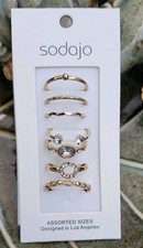 White Stone Gold Tone 7 Piece Ring Set