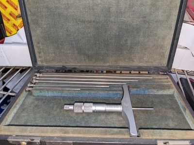 Brown & Sharpe 608 Depth Micrometer Gauge with 5 Interchangeable Rods