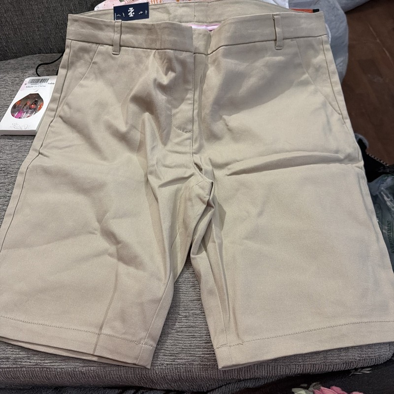 Izod Approved School Uniform Adjust Waist Stretch Skinny Bermuda Shorts 13 Khaki