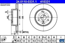 2x Bremsscheibe Ate 24-0110-0331-1 2 Bremsscheiben für Smart