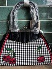 Banned Vintage 1950s style black / red cherries bag Rockabilly, Rock & Roll.