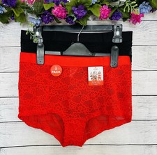 Parade Women s Red Black Lace Mesh Boyshort Underwear Size L 2pk NWT