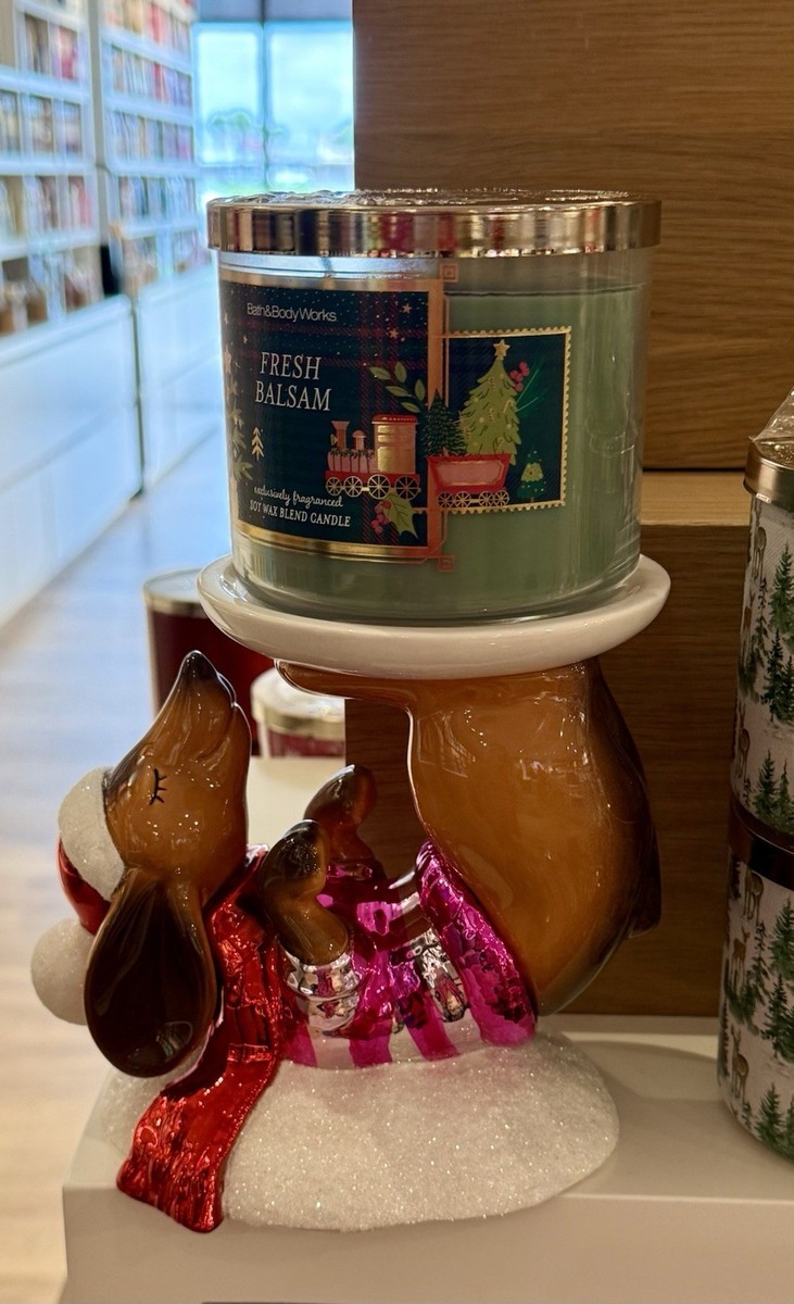 Bath & Body Works DACHSHUND (Weiner Dog) Christmas Pedestal Candle
