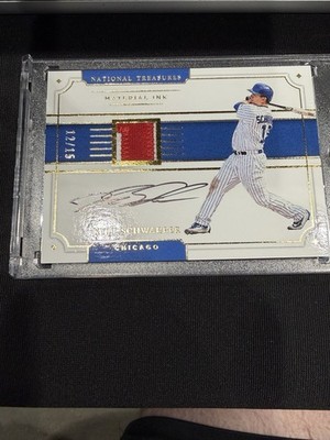 Panini 2017 National Treasures Material Ink Kyle Schwarber Auto Patch MI-KS /15