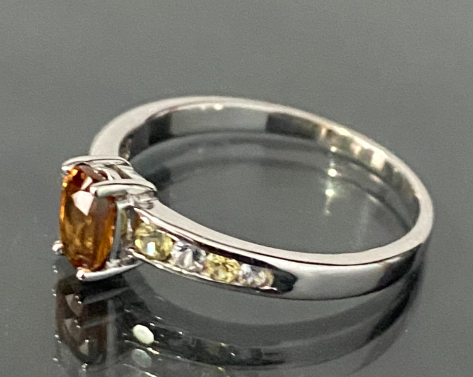 9K White Gold & Multi Gemstones Ring Size N - 6 3/4 | eBay Australia