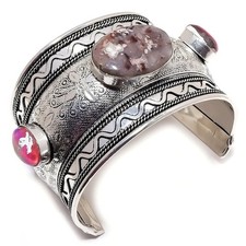 Laguna Lace Agte Gemstone Handmade 925 Sterling Silver Cuff Bracelet Adjustable