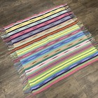 Vintage Granny Fringe Afghan Crochet Throw Multi Color Hand Made 42X38