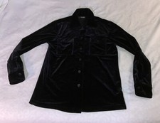 Vintage RAFAELLA Woman s Sz S Black Velvet Long Sleeve Button Up Shirt