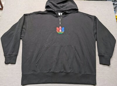 Adidas Women's Adicolor 3D Trefoil Half Zip Hoodie Pullover Black GD2246 Size XL