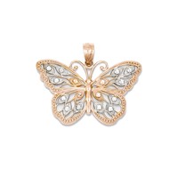 14k Rose Gold Diamond-cut Butterfly Charm Pendant - 26x16mm 1.37 Grams on sale 14k Rose Gold Diamond-cut Butterfly Charm Pendant - 26x16mm 1.37 Grams on sale