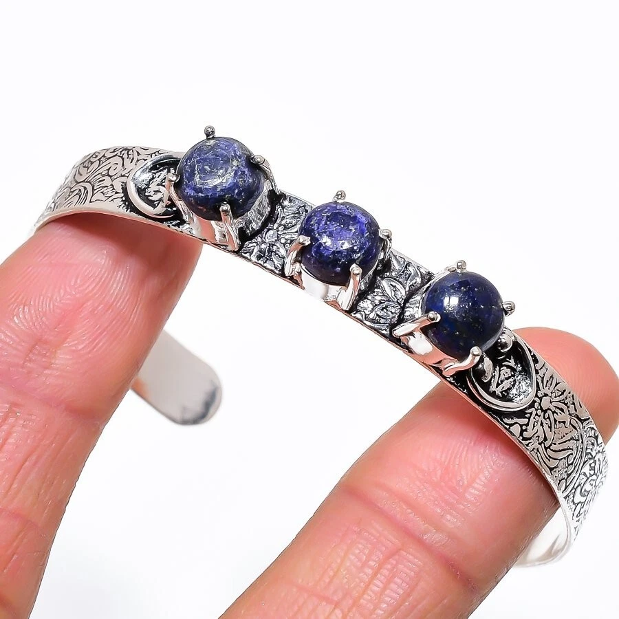 VALENTINO Bracciale Gioielli Argento Sterling 925 Pietra Lapislazzuli Regolabile