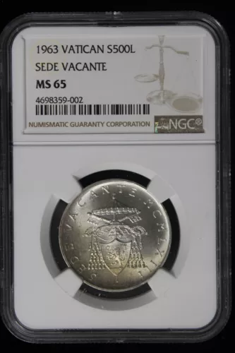 1963 Vatican. 500 Lire. NGC Graded MS-65. 